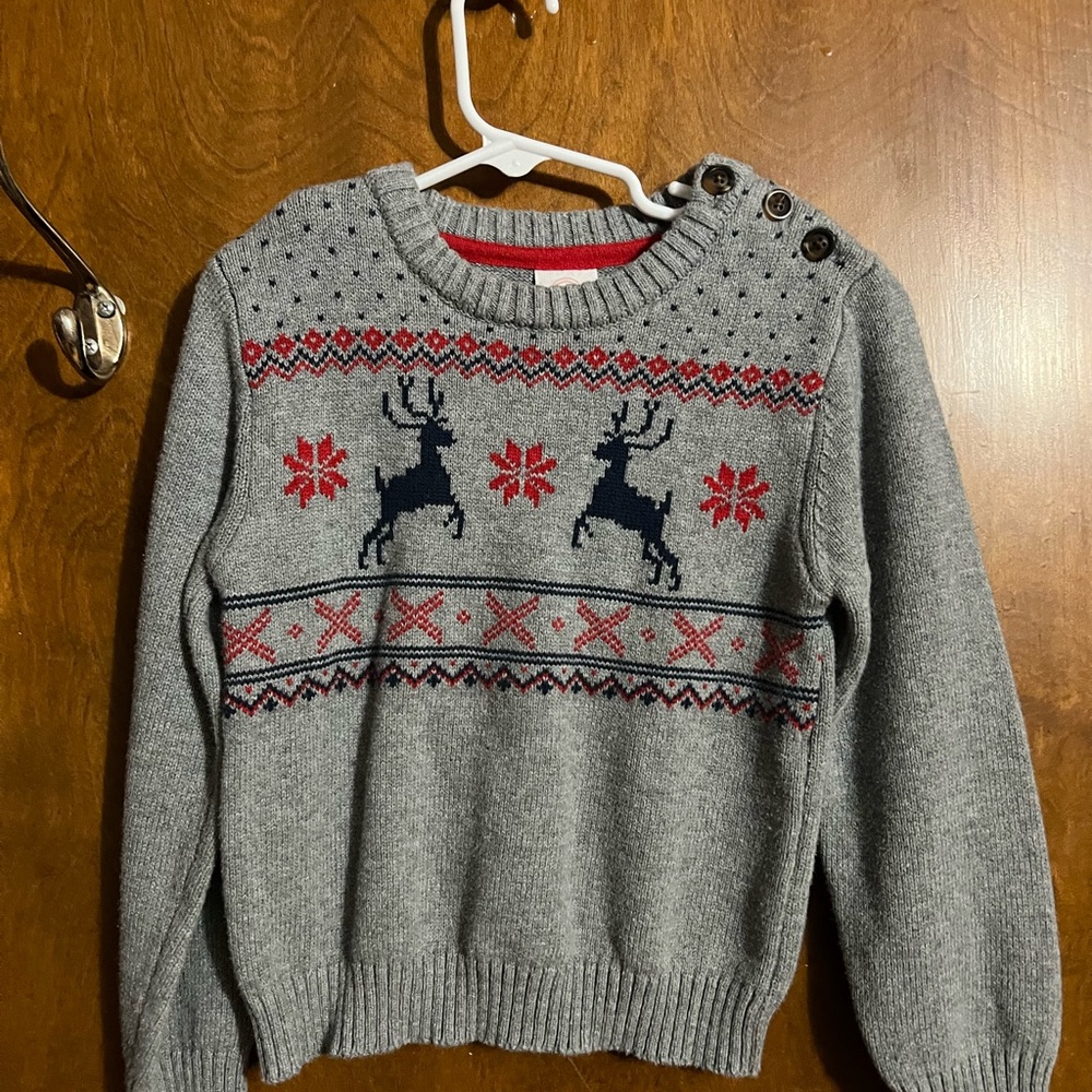 Wonder Nation Gray and Red Nordic Sweater